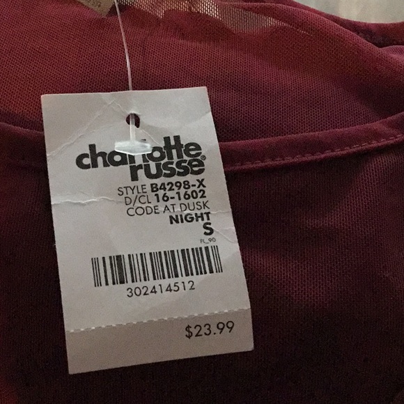 NWT CHARLOTTE RUSE SHEER BODYSUIT SIZE SMALL - Picture 5 of 5